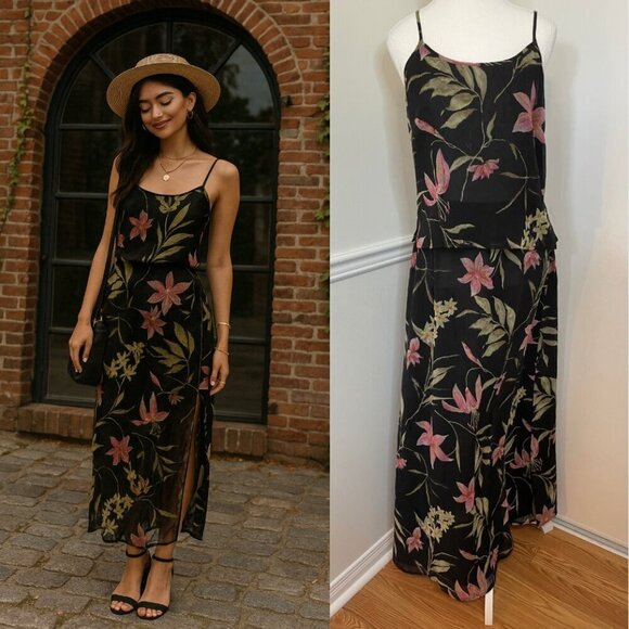 Vintage Simon Chang Floral Crinkle Skirt Set - Picture 1 of 16